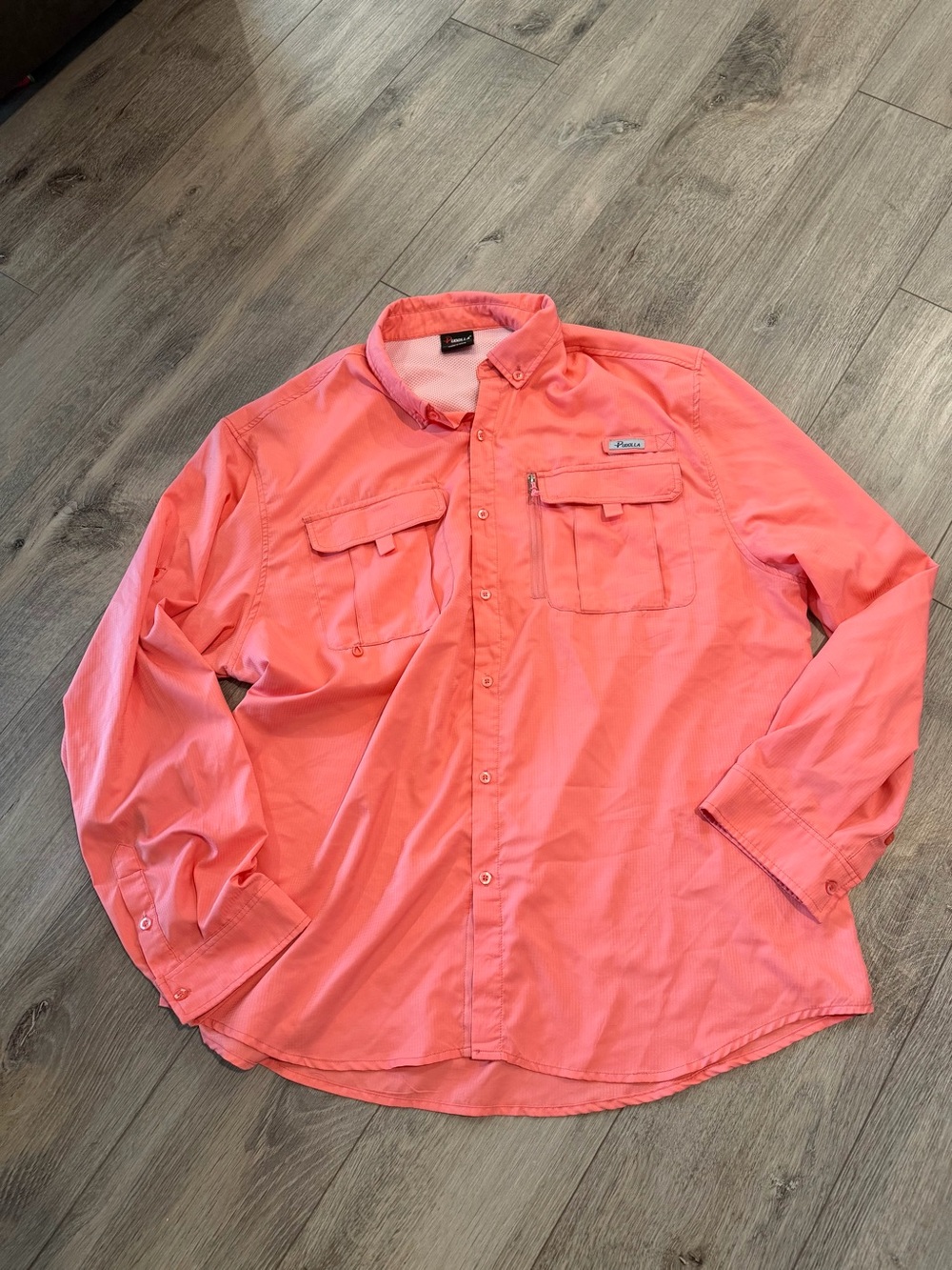 Fishing Men's Lightweight Coral Button-Up Shirt Jacket